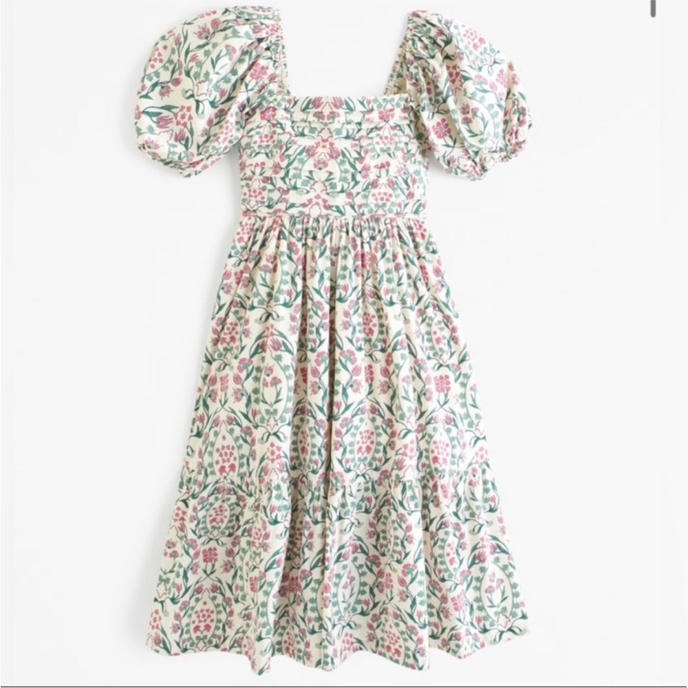 Abercrombie & Fitch Pink and Green Floral Maxi Dress